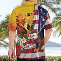 Personalised United States And Papua New Guinea Hawaiian Shirt USA Eagle With PNG Bird Of Paradise LT14 - Polynesian Pride