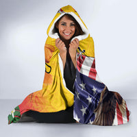 Personalised United States And Papua New Guinea Hooded Blanket USA Eagle With PNG Bird Of Paradise LT14 - Polynesian Pride