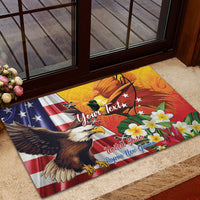 Personalised United States And Papua New Guinea Rubber Doormat USA Eagle With PNG Bird Of Paradise