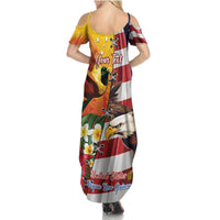 Personalised United States And Papua New Guinea Summer Maxi Dress USA Eagle With PNG Bird Of Paradise LT14 - Polynesian Pride