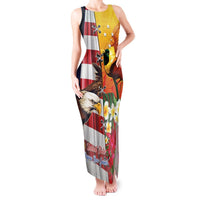 Personalised United States And Papua New Guinea Tank Maxi Dress USA Eagle With PNG Bird Of Paradise LT14 Women Red - Polynesian Pride