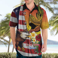 Personalised United States And Hawaii Hawaiian Shirt USA Eagle With Hawaiian Shark Tattoo LT14 - Polynesian Pride
