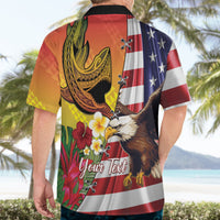 Personalised United States And Hawaii Hawaiian Shirt USA Eagle With Hawaiian Shark Tattoo LT14 - Polynesian Pride