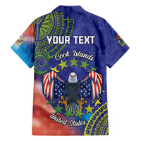 Personalised United States And Cook Islands Family Matching Long Sleeve Bodycon Dress and Hawaiian Shirt USA Eagle Mix Polynesian Pattern LT14 - Polynesian Pride