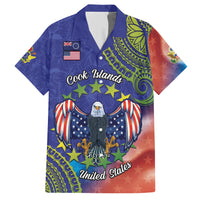 Personalised United States And Cook Islands Hawaiian Shirt USA Eagle Mix Polynesian Pattern LT14 Blue - Polynesian Pride