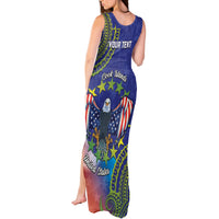 Personalised United States And Cook Islands Tank Maxi Dress USA Eagle Mix Polynesian Pattern