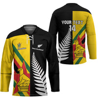 Custom New Zealand and Zimbabwe Hockey Jersey NZ Fern Zim Flag Half Style