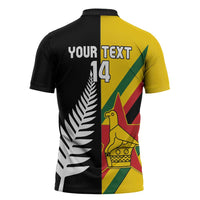 Custom New Zealand and Zimbabwe Zipper Polo Shirt NZ Fern Zim Flag Half Style LT14 - Polynesian Pride