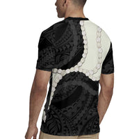 Black Polynesia Tribal Octopus Tattoo Rugby Jersey Pikake Lei Polynesian Pattern