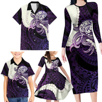 Purple Galaxy Polynesia Tribal Octopus Tattoo Family Matching Long Sleeve Bodycon Dress and Hawaiian Shirt Pikake Lei Polynesian Pattern LT14 - Polynesian Pride