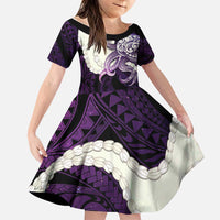 Purple Galaxy Polynesia Tribal Octopus Tattoo Family Matching Summer Maxi Dress and Hawaiian Shirt Pikake Lei Polynesian Pattern