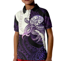 Purple Galaxy Polynesia Tribal Octopus Tattoo Kid Polo Shirt Pikake Lei Polynesian Pattern