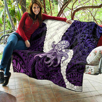 Purple Galaxy Polynesia Tribal Octopus Tattoo Quilt Pikake Lei Polynesian Pattern