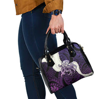 Purple Galaxy Polynesia Tribal Octopus Tattoo Shoulder Handbag Pikake Lei Polynesian Pattern