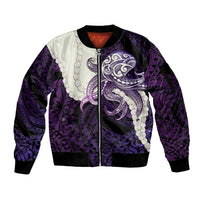 Purple Galaxy Polynesia Tribal Octopus Tattoo Sleeve Zip Bomber Jacket Pikake Lei Polynesian Pattern