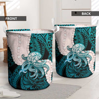 Teal Galaxy Polynesia Tribal Octopus Tattoo Laundry Basket Pikake Lei Polynesian Pattern