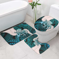 Teal Galaxy Polynesia Tribal Octopus Tattoo Bathroom Set Pikake Lei Polynesian Pattern