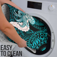 Teal Galaxy Polynesia Tribal Octopus Tattoo Bathroom Set Pikake Lei Polynesian Pattern