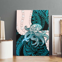 Teal Galaxy Polynesia Tribal Octopus Tattoo Canvas Wall Art Pikake Lei Polynesian Pattern