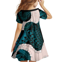 Teal Galaxy Polynesia Tribal Octopus Tattoo Family Matching Off Shoulder Maxi Dress and Hawaiian Shirt Pikake Lei Polynesian Pattern