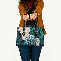 Teal Galaxy Polynesia Tribal Octopus Tattoo Leather Bag Pikake Lei Polynesian Pattern