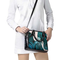 Teal Galaxy Polynesia Tribal Octopus Tattoo Shoulder Handbag Pikake Lei Polynesian Pattern