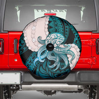Teal Galaxy Polynesia Tribal Octopus Tattoo Spare Tire Cover Pikake Lei Polynesian Pattern