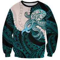 Teal Galaxy Polynesia Tribal Octopus Tattoo Sweatshirt Pikake Lei Polynesian Pattern