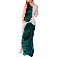Teal Galaxy Polynesia Tribal Octopus Tattoo Tank Maxi Dress Pikake Lei Polynesian Pattern