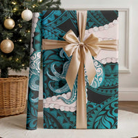 Teal Galaxy Polynesia Tribal Octopus Tattoo Wrapping Paper Pikake Lei Polynesian Pattern