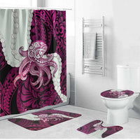 Pink Galaxy Polynesia Tribal Octopus Tattoo Bathroom Set Pikake Lei Polynesian Pattern