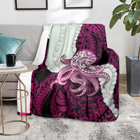 Pink Galaxy Polynesia Tribal Octopus Tattoo Blanket Pikake Lei Polynesian Pattern