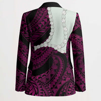Pink Galaxy Polynesia Tribal Octopus Tattoo Blazer Pikake Lei Polynesian Pattern