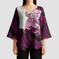 Pink Galaxy Polynesia Tribal Octopus Tattoo Kimono Sleeve Blouse Pikake Lei Polynesian Pattern