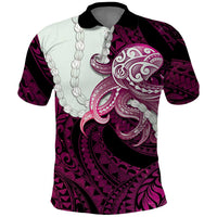 Pink Galaxy Polynesia Tribal Octopus Tattoo Polo Shirt Pikake Lei Polynesian Pattern