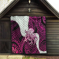 Pink Galaxy Polynesia Tribal Octopus Tattoo Quilt Pikake Lei Polynesian Pattern