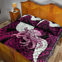 Pink Galaxy Polynesia Tribal Octopus Tattoo Quilt Bed Set Pikake Lei Polynesian Pattern