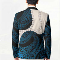 Blue Galaxy Polynesia Tribal Octopus Tattoo Blazer Pikake Lei Polynesian Pattern