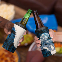 Blue Galaxy Polynesia Tribal Octopus Tattoo 4 in 1 Can Cooler Tumbler Pikake Lei Polynesian Pattern