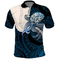 Blue Galaxy Polynesia Tribal Octopus Tattoo Polo Shirt Pikake Lei Polynesian Pattern