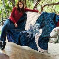 Blue Galaxy Polynesia Tribal Octopus Tattoo Quilt Pikake Lei Polynesian Pattern