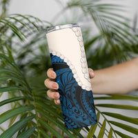 Blue Galaxy Polynesia Tribal Octopus Tattoo Skinny Tumbler Pikake Lei Polynesian Pattern