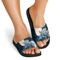 Blue Galaxy Polynesia Tribal Octopus Tattoo Slide Sandals Pikake Lei Polynesian Pattern