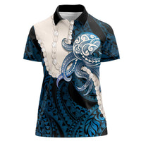 Blue Galaxy Polynesia Tribal Octopus Tattoo Women Polo Shirt Pikake Lei Polynesian Pattern