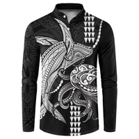 Kanaloa Aloha Hawaii Button Sweatshirt Humpback Whale Octopus Tattoo Kakau Pattern
