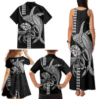 Kanaloa Aloha Hawaii Family Matching Tank Maxi Dress and Hawaiian Shirt Humpback Whale Octopus Tattoo Kakau Pattern LT14 - Polynesian Pride