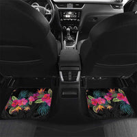 Personalised Hawaii Car Mats Humpback Whale Tattoo With Tropical Flowers Black