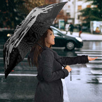 Personalised Hawaii Umbrella Humpback Whale Tattoo With Tropical Flowers Black