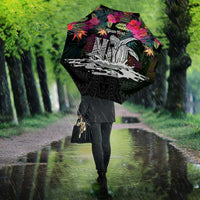 Personalised Hawaii Umbrella Humpback Whale Tattoo With Tropical Flowers Black