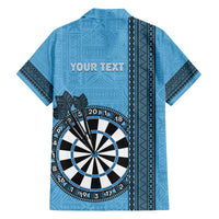 Personalised Fiji Darts Family Matching Puletasi and Hawaiian Shirt Fijian Tapa Pattern - Blue LT14 - Polynesian Pride